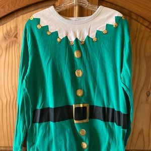 Men Wondershop green white gold 2 piece elf pajamas size M